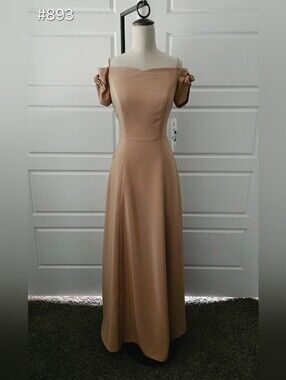 Gold/Yellow Off-Shoulder A-line Maxi Formal Dress